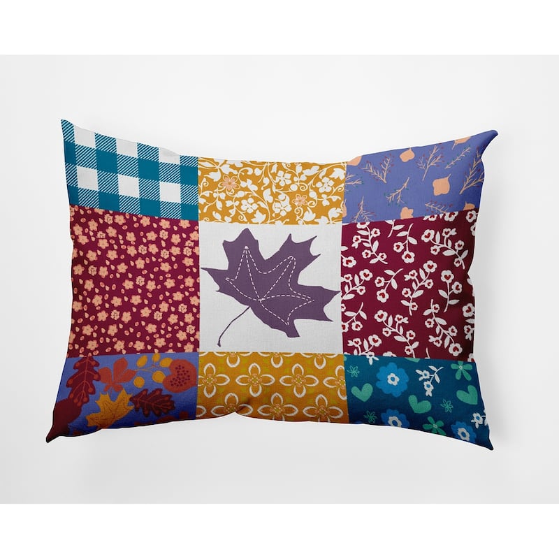 Printed Quilt Leaves Accent Pillow - Larkspur - 14" x 20"