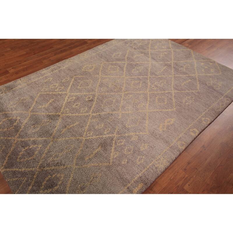 Trellis Moroccan Oriental Area Rug Handmade Wool Carpet - 5'2" x 7'11"