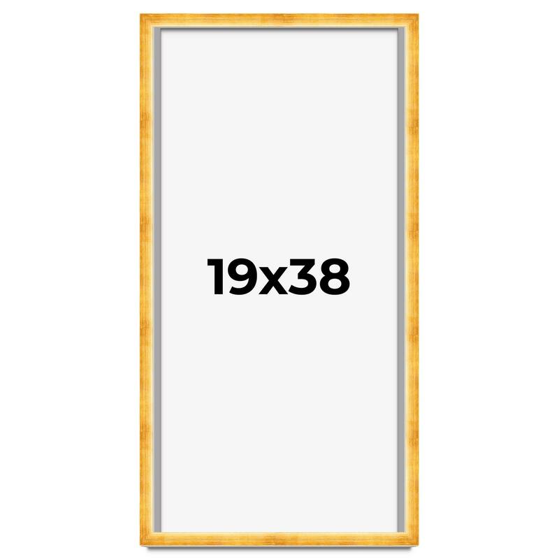 19x38 Shadow Box Frame Gold | 1.625 Inches Deep Real Wood Traditional