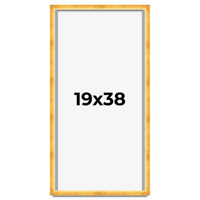 19x38 Shadow Box Frame Gold | 1.625 Inches Deep Real Wood Traditional