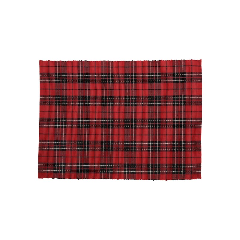 Christmas Red Black Plaid Placemat Set of 6 - 13" x 19"