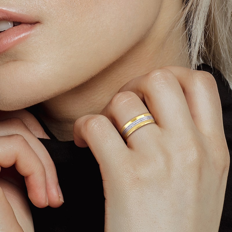 Miadora 6mm Ladies Wedding Band in Two-Tone 10k Yellow and White Gold