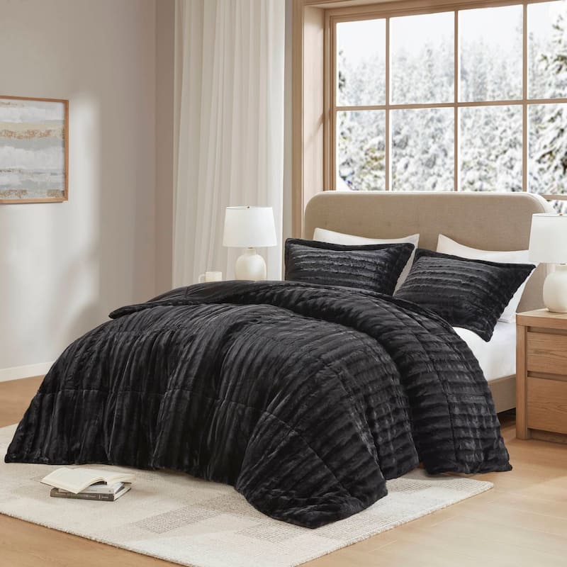 Madison Park York Faux Fur Comforter Mini Set