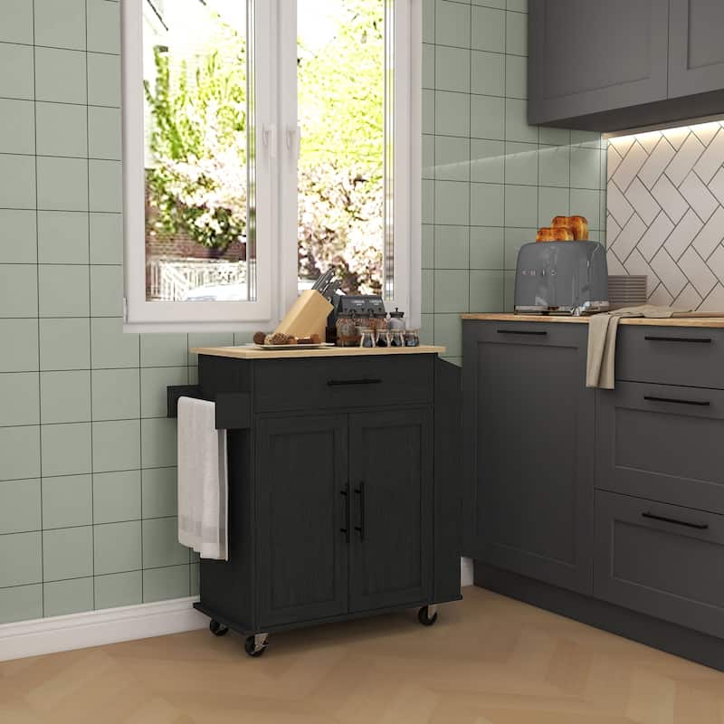 HOMCOM Kitchen Island with Storage, Rolling Kitchen Cart with AC Outlets and USB Ports