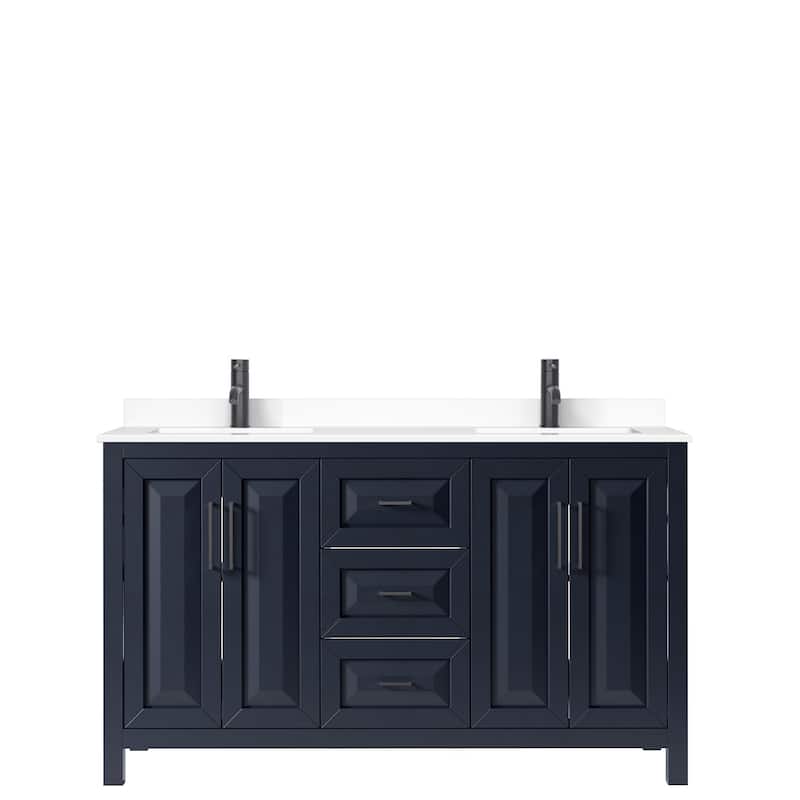 Daria 60 Inch Double Vanity, Cultured Marble Top
