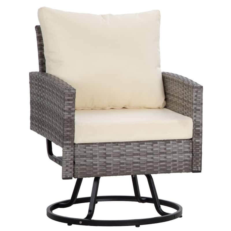 6-Piece Wicker Patio Conversation Set with Swivel Chairs