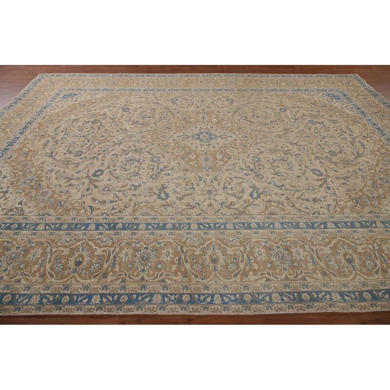 Traditional Kashan Persian Vintage Area Rug Hand-knotted Wool Carpet - 9'7" x 12'6"