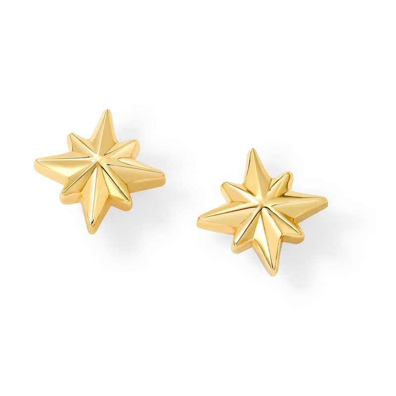 Clover 14K Yellow Gold High-Polish Star Stud Earrings