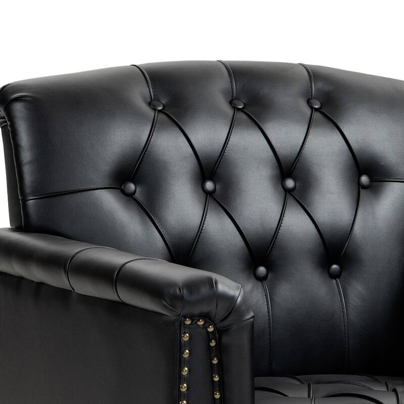 Modern Faux Leather Accent Chairs Set Of 2, Upholstered Armchair For Living Room