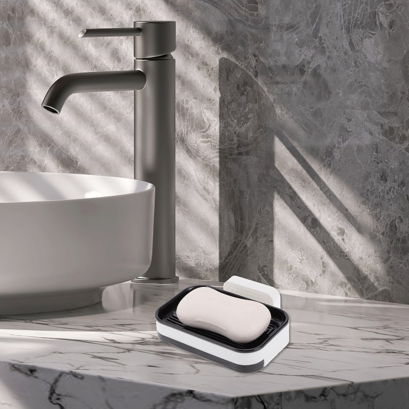 Wall Mounted Single Layer Soap Dish for Bathroom Kitchen - Black - Single Layer