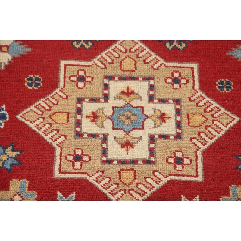 Red Traditional Kazak Area Rug Handmade Wool Carpet - 5'6" x 7'7"
