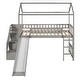 preview thumbnail 1 of 10, Twin House Loft Bed w/ 2 Drawers and Slide, Storage Staircases, Gray Gray - Twin