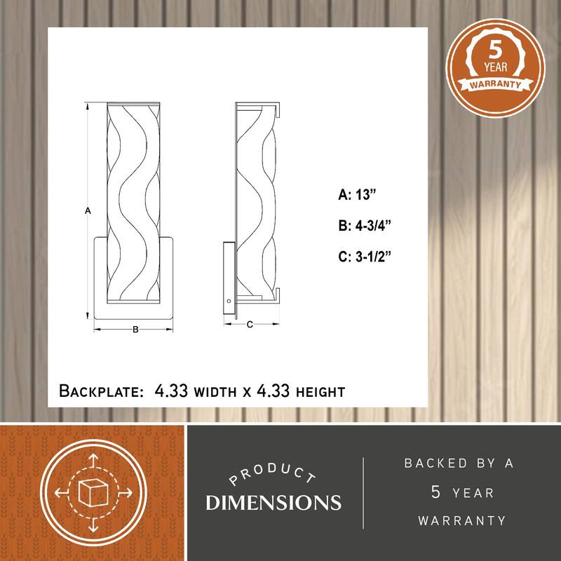 Marseille 1-Light Bathroom Vanity Lighting Fixture, Clear Wave Glass Shade, Dimmable, Integrated LED, Wall Mounted Sconce