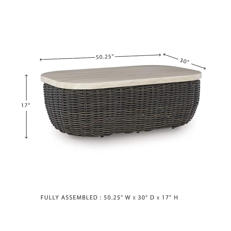 Signature Design by Ashley Kimora Beige/Dark Brown Outdoor Coffee Table - 50" W x 29.92" D x 17.52" H