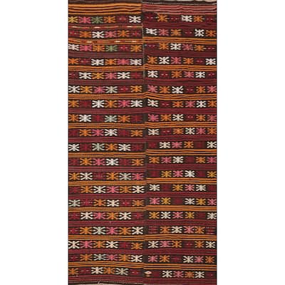 Hand Woven Oriental 100% Wool Carpet Southwestern Tribal Multi-Colored Kilim Area Rug - 11' 11'' X 5' 9''