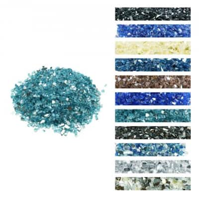 Aqua Blue Tempered Crushed Fire Glass 10 lbs. Heat-Resistant Decor - 1/2 inch
