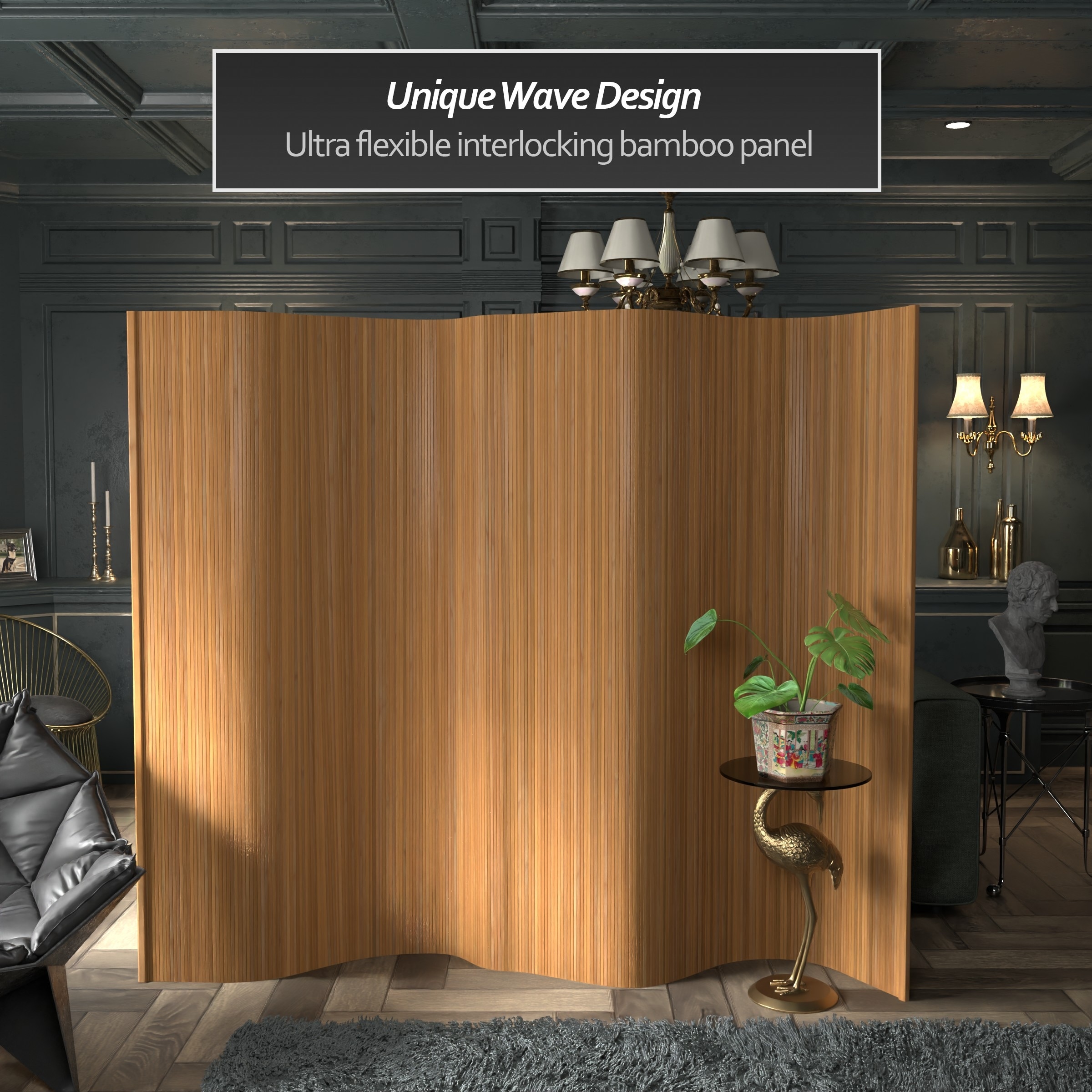 Handmade Bamboo Wave 6-foot Screen (China) - On Sale - Overstock