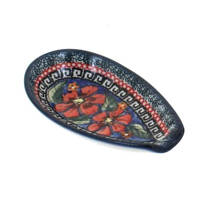 Blue Rose Polish Pottery 1015 Zaklady Small Spoon Rest