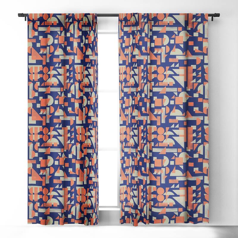 Blackout Modern Geometric Mosaic Made-to-Order Curtain Panel (One Panel)