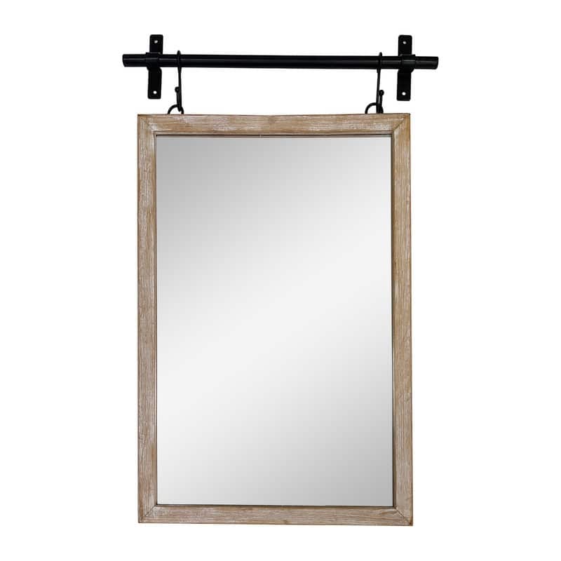 Lorae Wood & Metal Farmhouse Wall Mirror - 27.75"H x 18.25"Wx 1.25"D