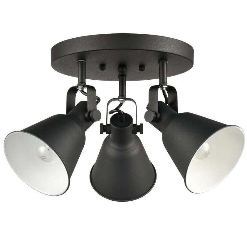 Marseille Multi-Directional Ceiling Spot Light,Adjustable Round Track Lighting,Semi Flush Mount Matte Black-3 Light