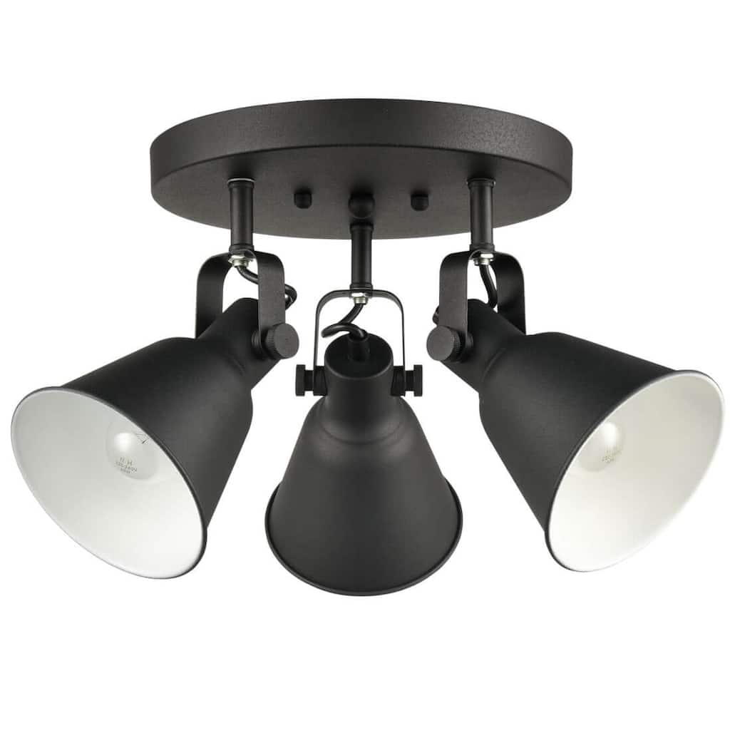 Marseille Multi-Directional Ceiling Spot Light,Adjustable Round Track Lighting,Semi Flush Mount Matte Black-3 Light