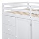 preview thumbnail 14 of 26, Full Size Wood Loft Bed with Built-in Wardrobes, Cabinets and Drawers, Multi-Functional Bed Frame with Storage Space Staircase