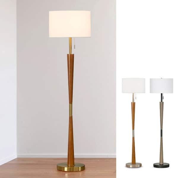 slide 2 of 9, HOMEGLAM Century 61"H Wood Floor lamp