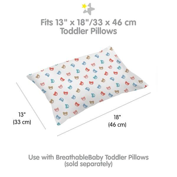 dimension image slide 3 of 13, BreathableBaby Cotton Percale Pillowcase, For 13" x 18"/33 x 46 cm Toddler Pillow, Prints (2-Pack)