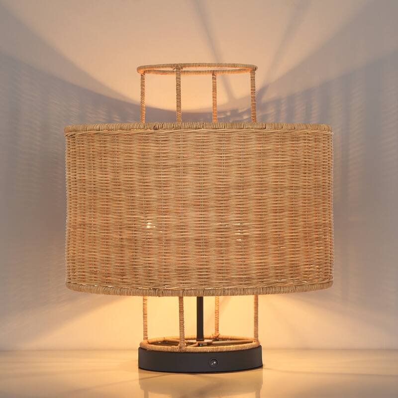 Acroma Modern Table Lamp with Rattan Shade