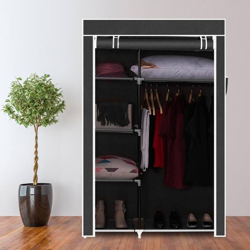 Portable Fabric Closet Wardrobe Storage Organizer,Black