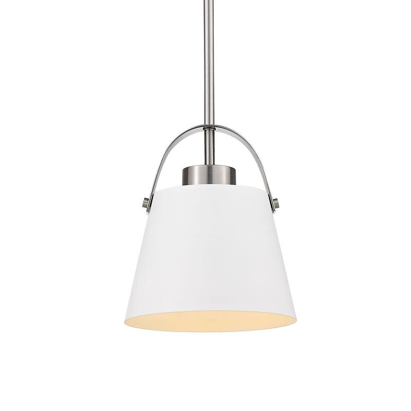 Roseto ZP31829 Carrillo 8" Wide Mini Pendant - Matte White / Brushed Nickel