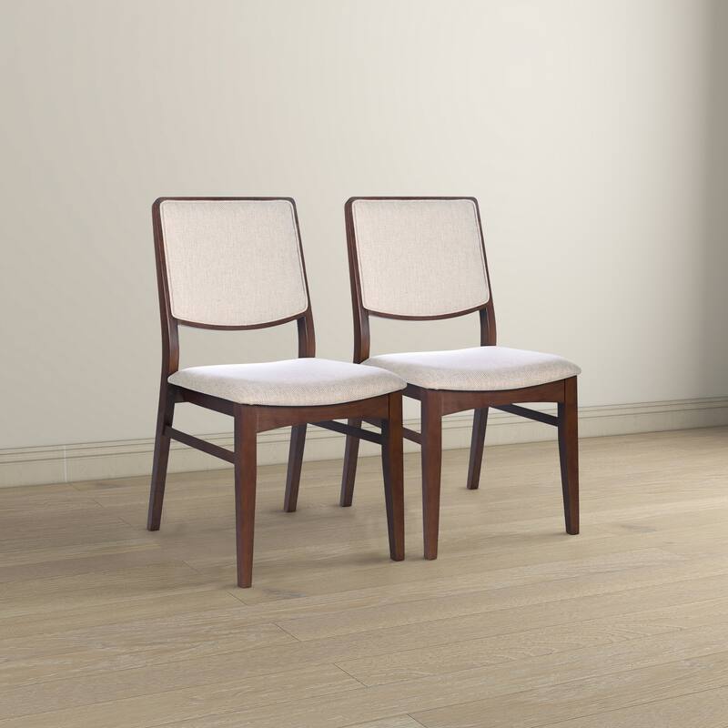 GDFStudio - Skylar Modern Upholstered Dining Chair with Linen Blend Seat & Solid Wood Frame, Set of 2 - 22.4"