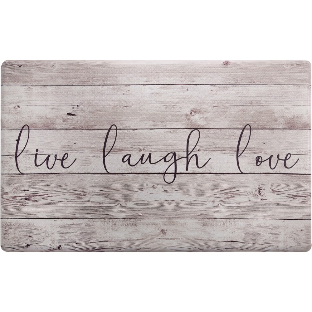 SoHome Cozy Living Live Laugh Love Anti-Fatigue Kitchen Mat, Beige/Brown