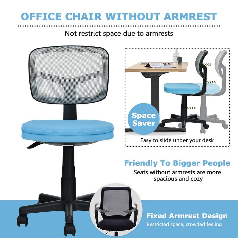 Costway Armless Office Chair Adjustable Swivel Computer Mesh Desk - See details