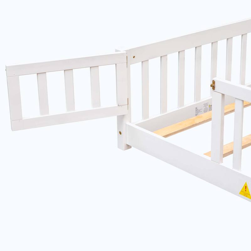 Durable Floor Platform Bed with Fence