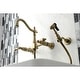 preview thumbnail 10 of 20, Heritage Wall Mount Bridge Kitchen Faucet with Brass Sprayer