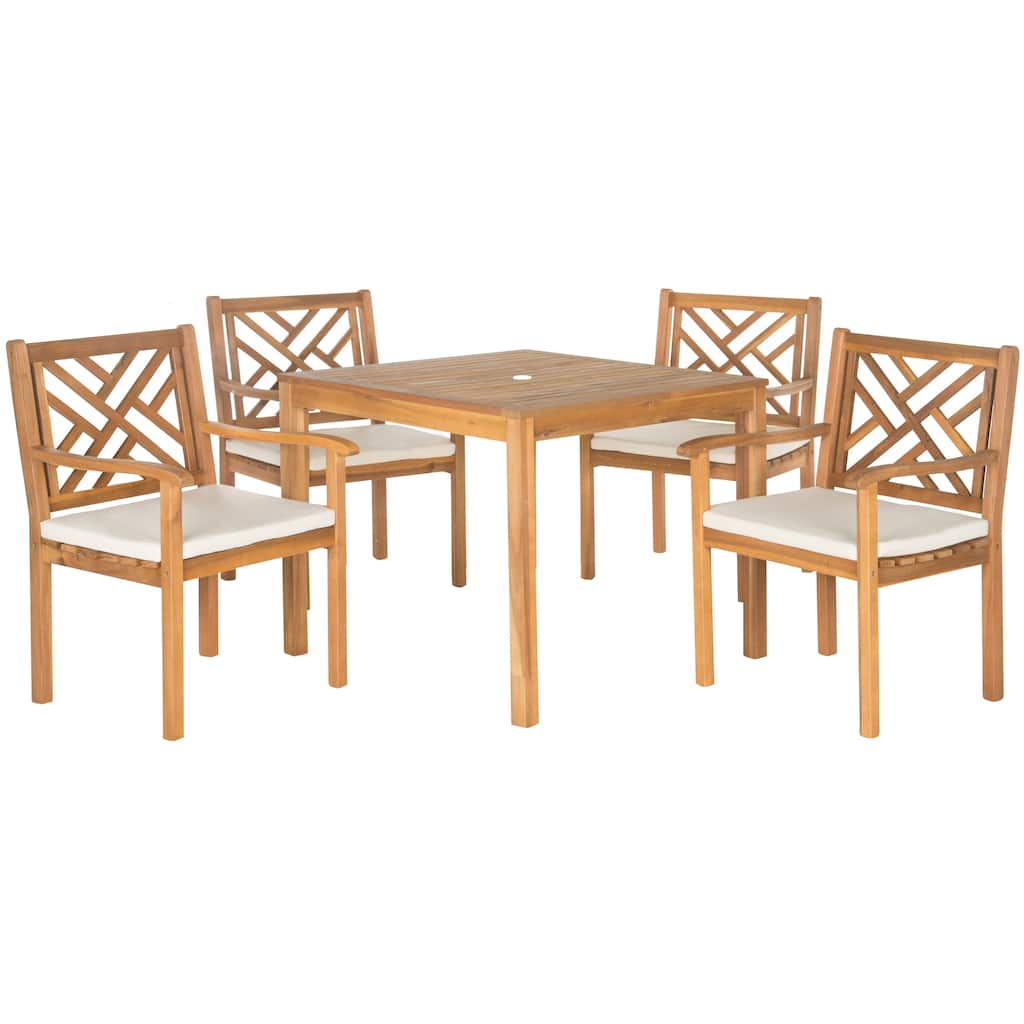 SAFAVIEH Outdoor Mali Acacia Wood 5-Piece Dining Set - 35Wx35Dx30H
