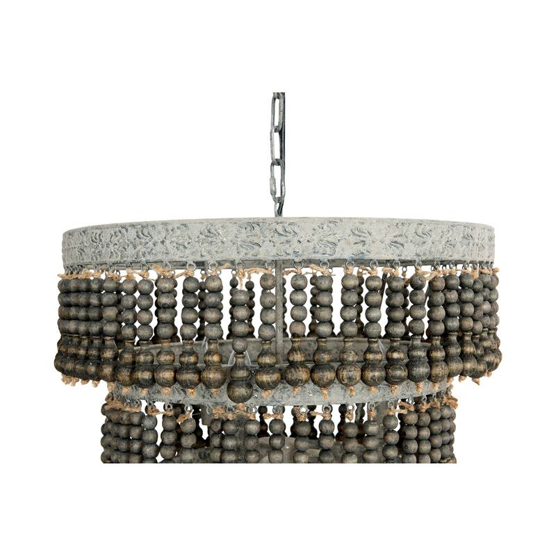 3-Tier Draped Wood Bead Chandelier