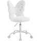 preview thumbnail 15 of 16, Cute Butterfly Back Kids Desk Chair, Adjustable Furry Swivel Chair for Study/Home/Bedroom/School White