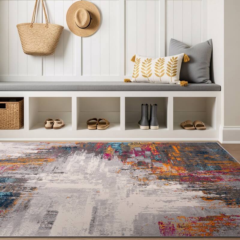 World Rug Gallery Bari Contemporary Abstract Art Area Rug