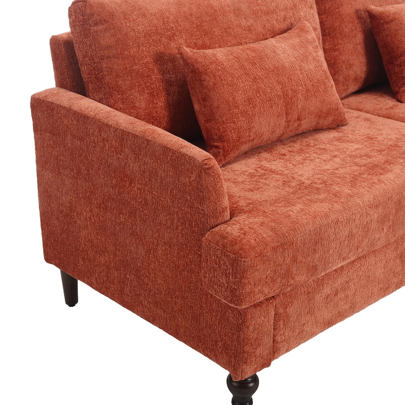 Chenille Fabric Loveseat Sofa, 2-Seater Sofa Couch with Extra Deep Seats, Upholstered Lounge Sofa with Wood Legs