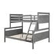 preview thumbnail 8 of 7, Gray Twin/Full Bunk Bed with Guardrail & Ladder