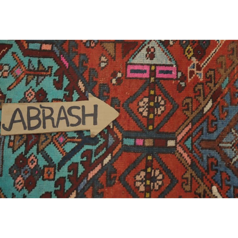 Hand Knotted Oriental 100% Wool Carpet Traditional Geometric Oranges & Rust Ardebil Runner Rug - 10' 11'' X 2' 11''