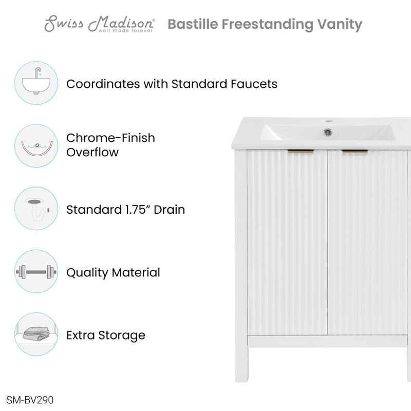Swiss Madison SM-BV290 Bastille 24" Free Standing Single Basin Vanity