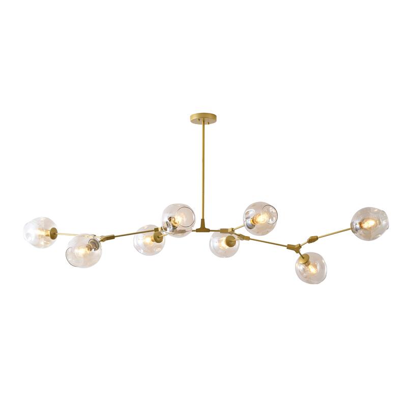 Gold Metal Chandelier With Amber Glass Shades