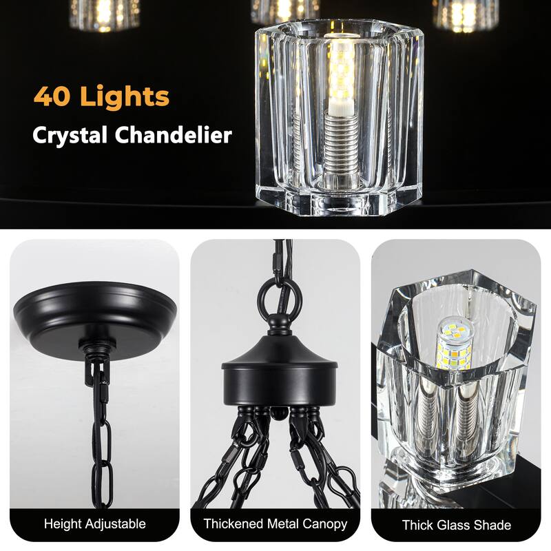 40-light fashionable metal frame wheel light with crystal lampshade bulbs not included