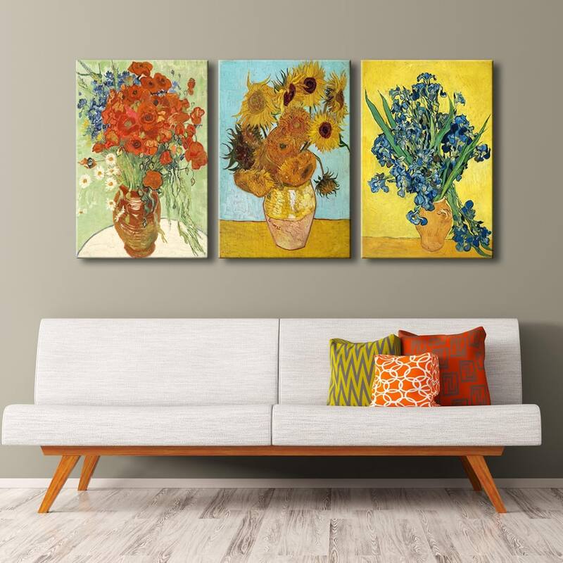 Art 3 Panels Canvas Prints of Vincent Van Gogh Paintings - 16 x 24