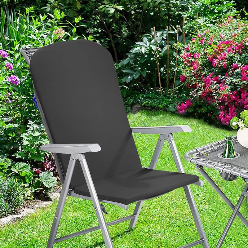 Ebony Outdoor High Back Adirondack Cushion 24 x 51 in Solid Black - 24" x 51" x 1.5" - 24" x 51" x 1.5" - Black