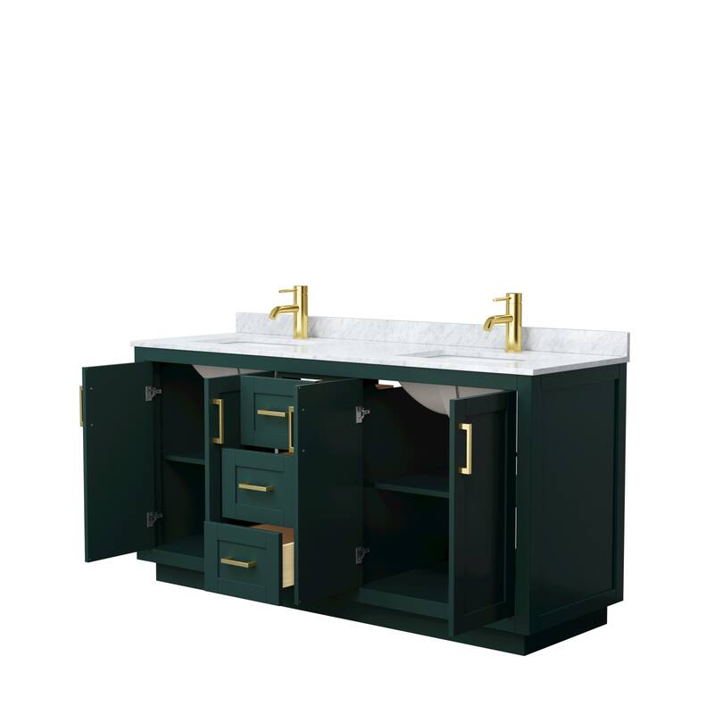 Miranda Double Vanity Set, White Carrara Marble Top, No Mirror